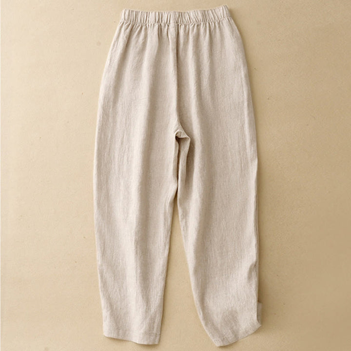 Pantaloni harem da donna in lino e cotone con tasche, modello Buddha Stones, estivi, semplici e casual, lunghezza 7-8, bottoni - image 11
