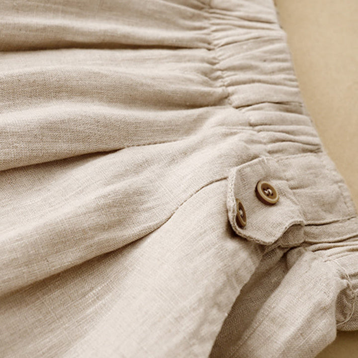 Pantaloni harem da donna in lino e cotone con tasche, modello Buddha Stones, estivi, semplici e casual, lunghezza 7-8, bottoni - image 14