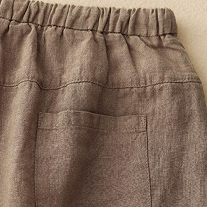 Pantaloni harem da donna in cotone e lino con lacci, con tasche , Buddha Stones, estivi, casual, tinta unita, lunghezza 7-8