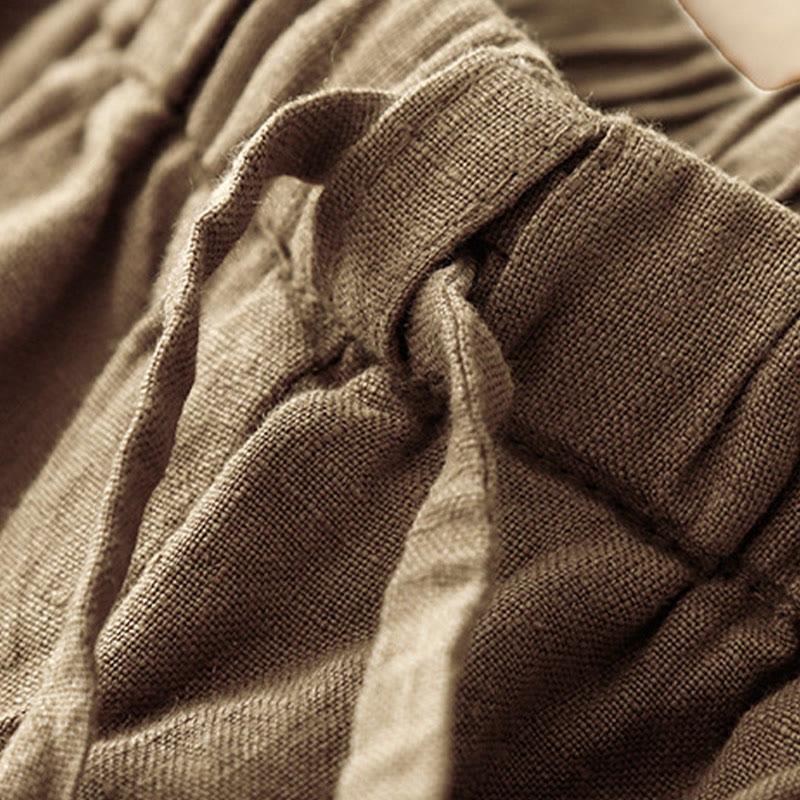 Pantaloni harem da donna in cotone e lino con lacci, con tasche , Buddha Stones, estivi, casual, tinta unita, lunghezza 7-8 - image 7