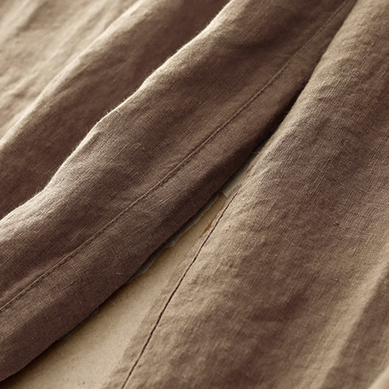 Pantaloni harem da donna in cotone e lino con lacci, con tasche , Buddha Stones, estivi, casual, tinta unita, lunghezza 7-8