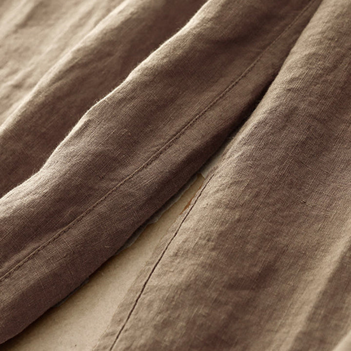 Pantaloni harem da donna in cotone e lino con lacci, con tasche , Buddha Stones, estivi, casual, tinta unita, lunghezza 7-8