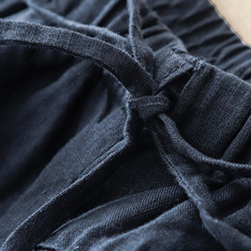 Pantaloni harem da donna in cotone e lino con lacci, con tasche , Buddha Stones, estivi, casual, tinta unita, lunghezza 7-8 - image 13