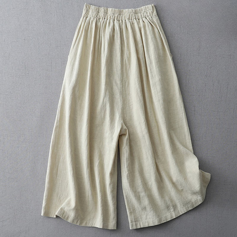 Pantaloni larghi da donna in poliestere con tasche, modello Buddha Stones, casual, semplici, larghi, lunghezza 7-8
