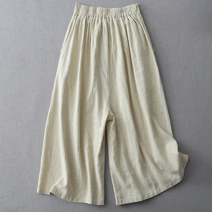 Pantaloni larghi da donna in poliestere con tasche, modello Buddha Stones, casual, semplici, larghi, lunghezza 7-8