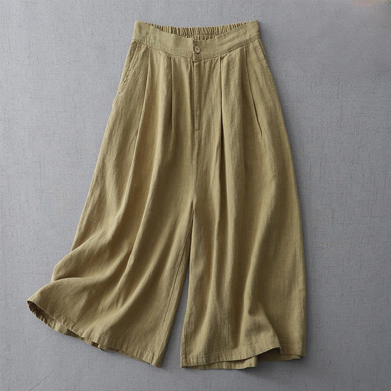 Pantaloni larghi da donna in poliestere con tasche, modello Buddha Stones, casual, semplici, larghi, lunghezza 7-8