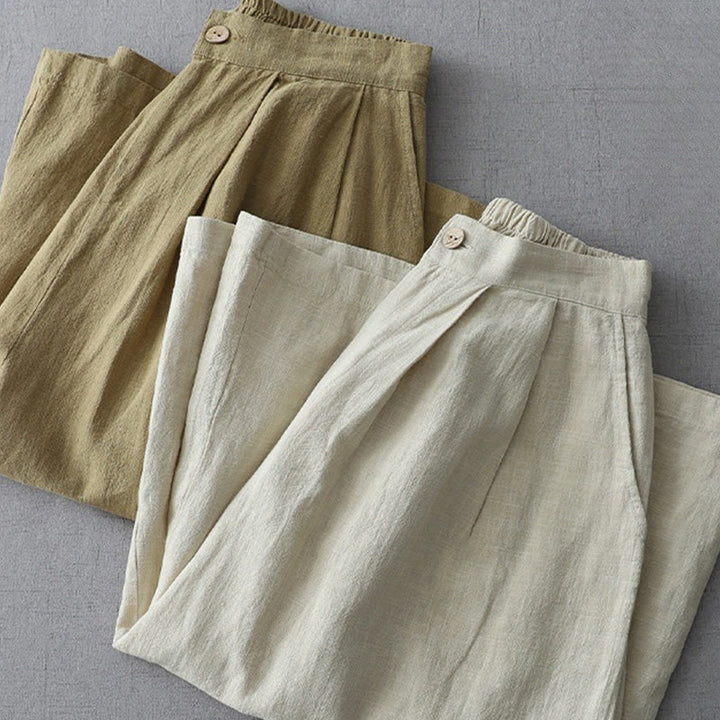 Pantaloni larghi da donna in poliestere con tasche, modello Buddha Stones, casual, semplici, larghi, lunghezza 7-8