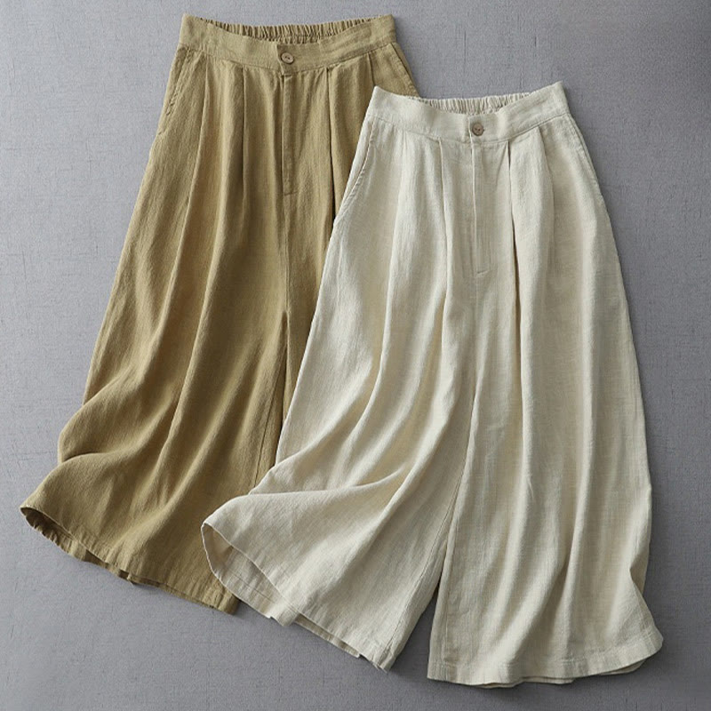 Pantaloni larghi da donna in poliestere con tasche, modello Buddha Stones, casual, semplici, larghi, lunghezza 7-8