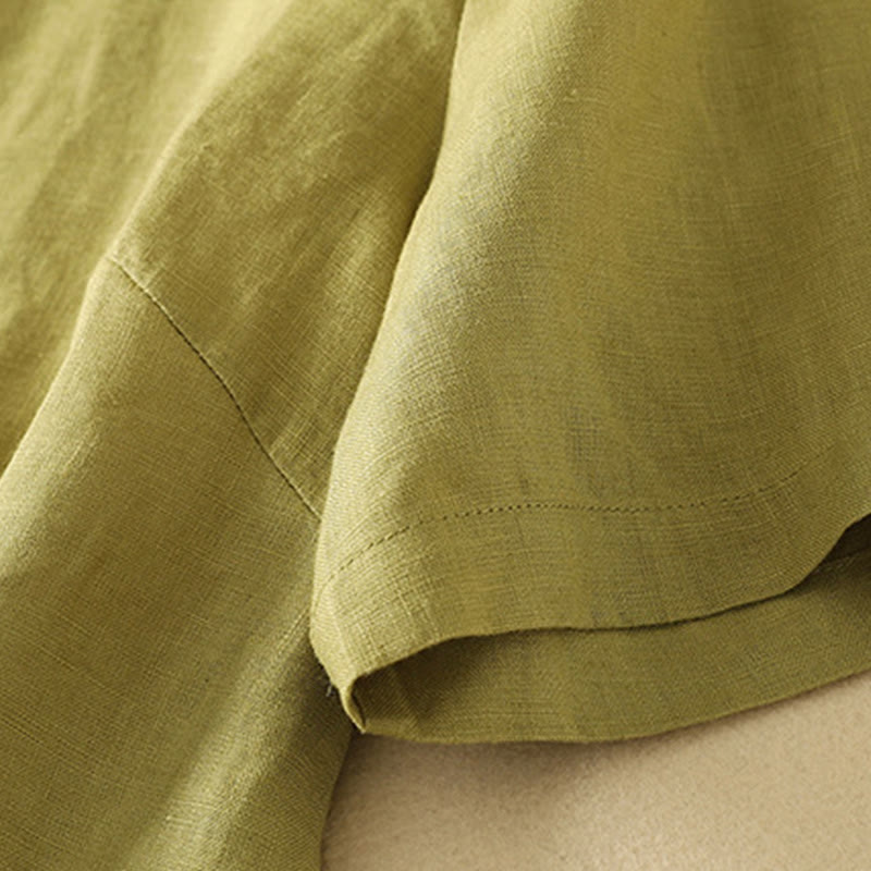 Maglietta da donna in cotone con scollo a V, manica corta, casual, estiva, tinta unita , Buddha Stones - image 2