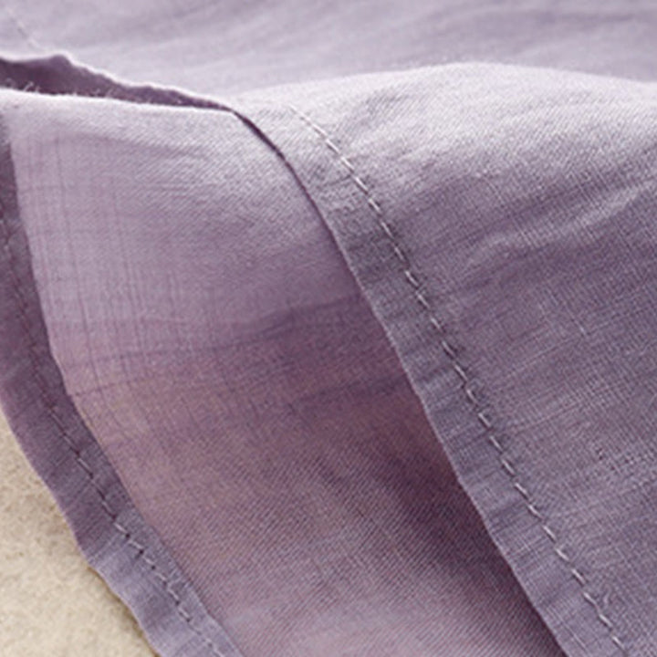 Maglietta acrilica da donna con scollo a V, manica corta, casual, estiva, con fiori ricamati, motivo Buddha Stones - image 3