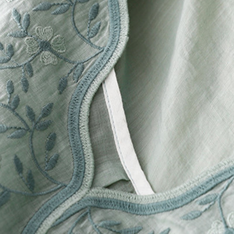 Maglietta acrilica da donna con scollo a V, manica corta, casual, estiva, con fiori ricamati, motivo Buddha Stones - image 17