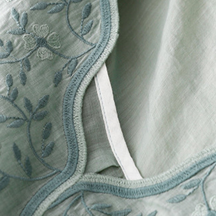 Maglietta acrilica da donna con scollo a V, manica corta, casual, estiva, con fiori ricamati, motivo Buddha Stones - image 17