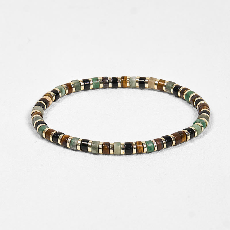 Braccialetto di supporto con pietre di ematite naturale e occhio di tigre Buddha Stones