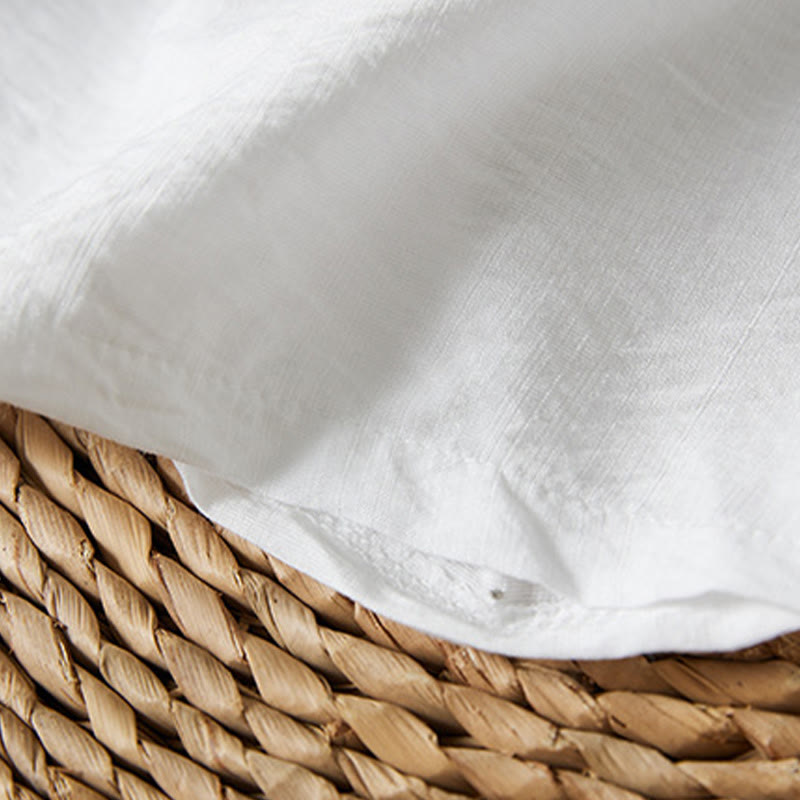 Buddha Stones casual da donna in cotone e lino con maniche a tre quarti, motivo a fiori ricamati, bottoni a rana, colletto inclinato - image 4