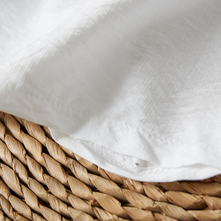 Buddha Stones casual da donna in cotone e lino con maniche a tre quarti, motivo a fiori ricamati, bottoni a rana, colletto inclinato - image 4