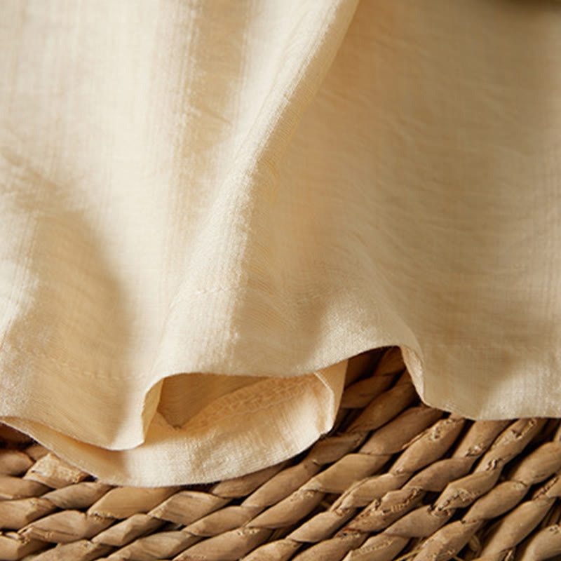 Buddha Stones casual da donna in cotone e lino con maniche a tre quarti, motivo a fiori ricamati, bottoni a rana, colletto inclinato - image 10