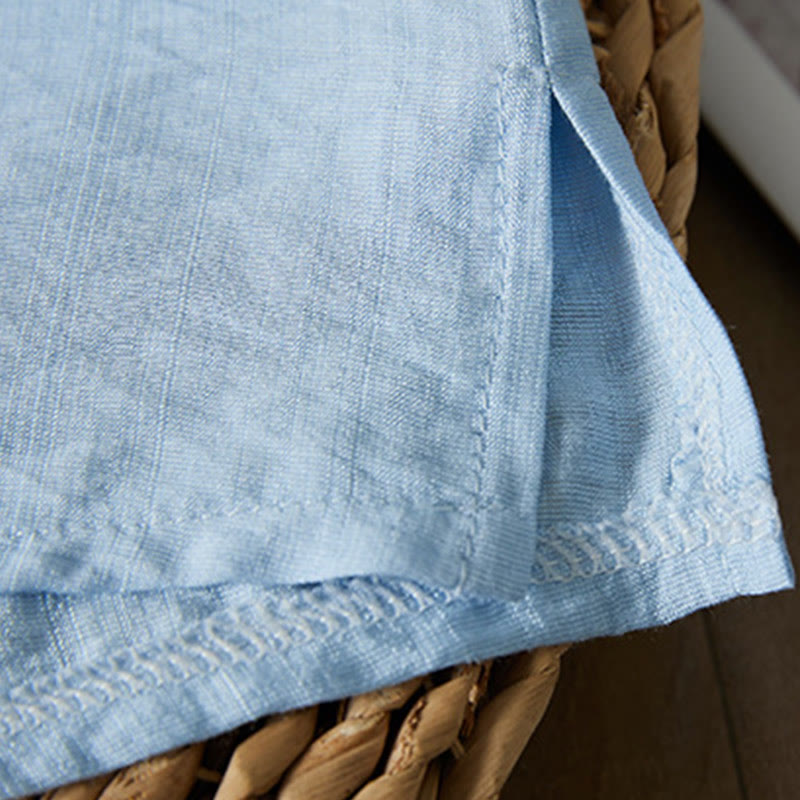 Buddha Stones casual da donna in cotone e lino con maniche a tre quarti, motivo a fiori ricamati, bottoni a rana, colletto inclinato - image 14