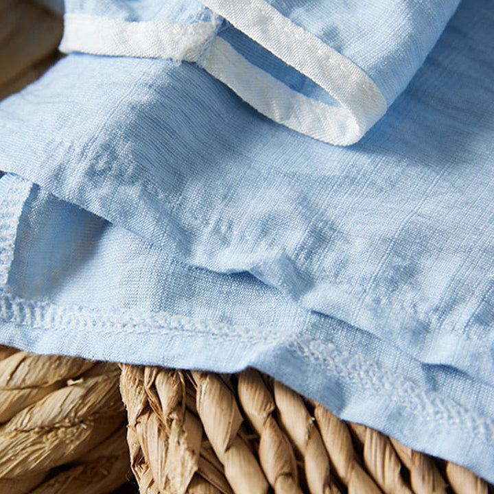 Buddha Stones casual da donna in cotone e lino con maniche a tre quarti, motivo a fiori ricamati, bottoni a rana, colletto inclinato - image 15