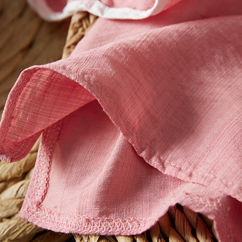 Buddha Stones casual da donna in cotone e lino con maniche a tre quarti, motivo a fiori ricamati, bottoni a rana, colletto inclinato - image 24