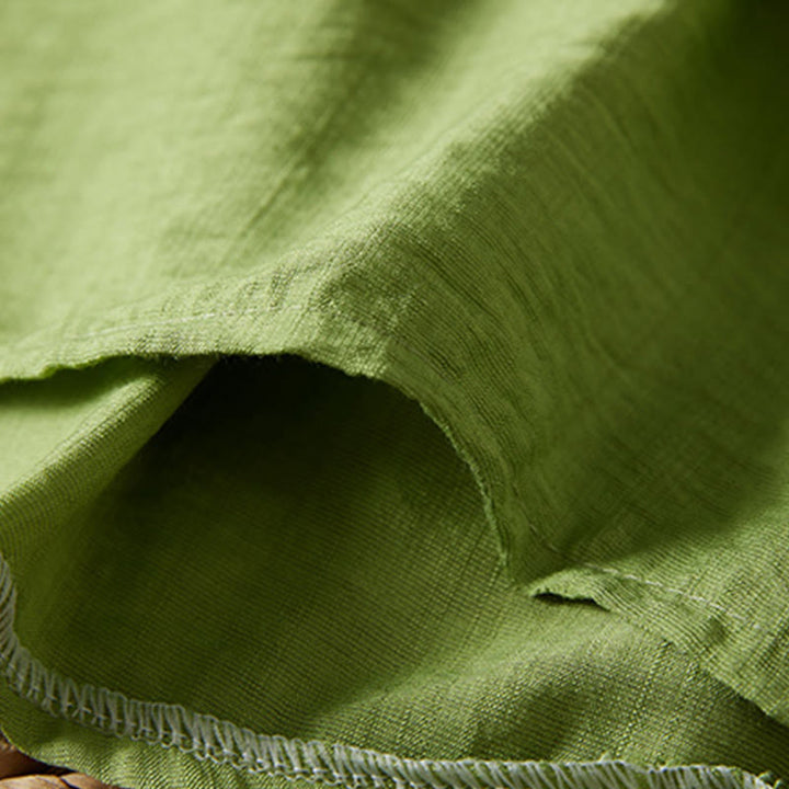 Buddha Stones casual da donna in cotone e lino con maniche a tre quarti, motivo a fiori ricamati, bottoni a rana, colletto inclinato - image 30