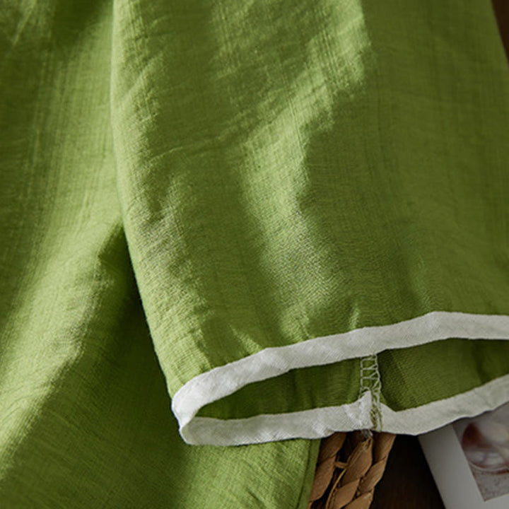 Buddha Stones casual da donna in cotone e lino con maniche a tre quarti, motivo a fiori ricamati, bottoni a rana, colletto inclinato - image 28