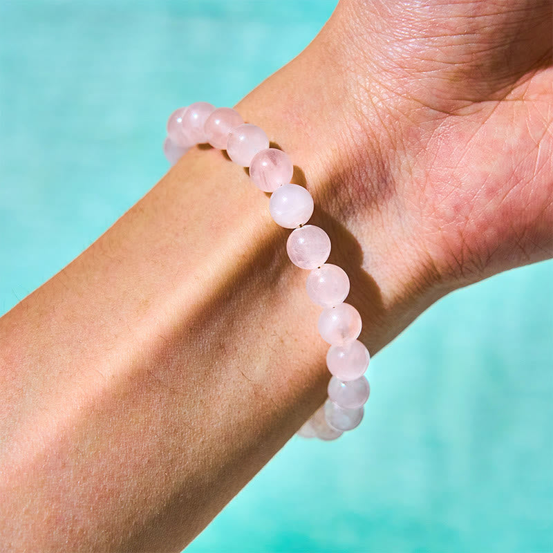 Braccialetto di autoaccettazione con fibbia della pace e perline di cristallo rosa naturale Buddha Stones
