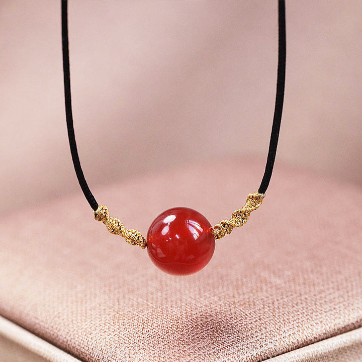 Buddha Stones Agata rossa naturale Calcedonio Autoaccettazione Fiducia String Bead Bracciale Collana Pendente
