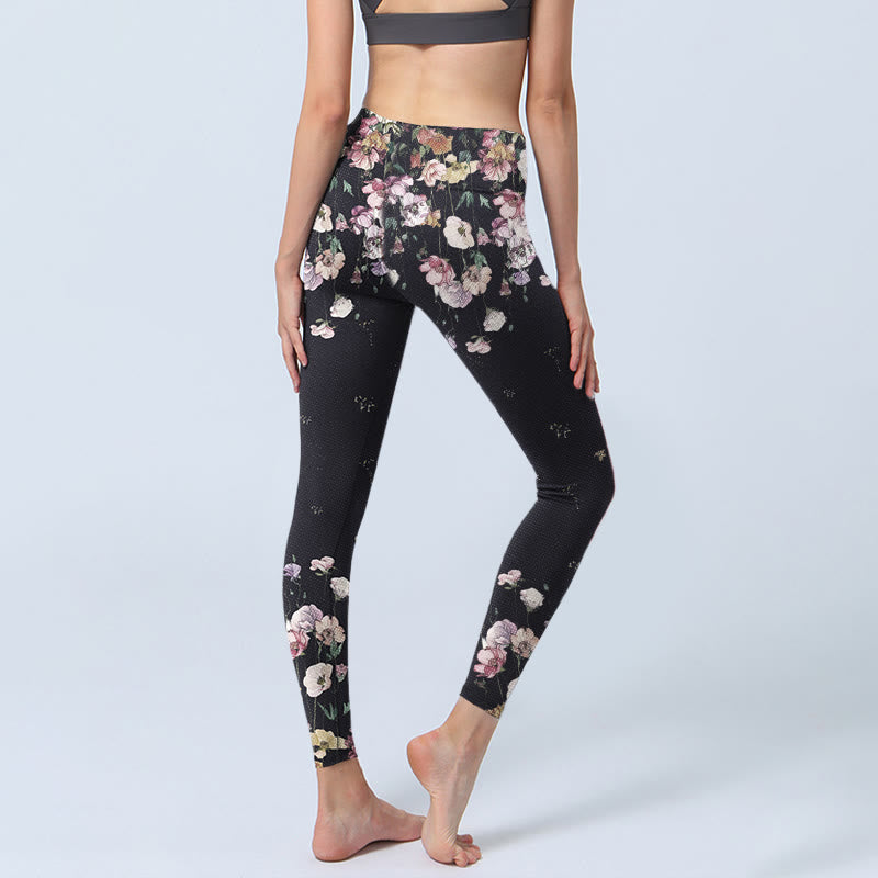 Leggings da palestra con stampa a fiori Buddha Stones, pantaloni da yoga da donna - image 3