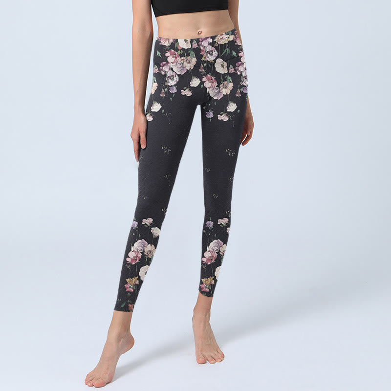 Leggings da palestra con stampa a fiori Buddha Stones, pantaloni da yoga da donna - image 5