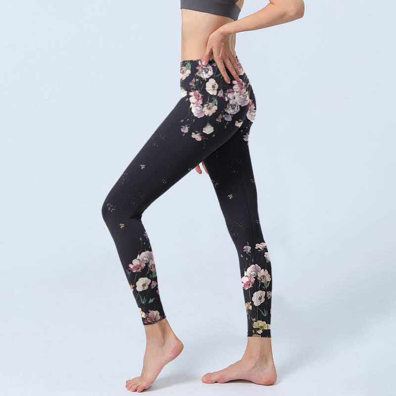 Leggings da palestra con stampa a fiori Buddha Stones, pantaloni da yoga da donna - image 3