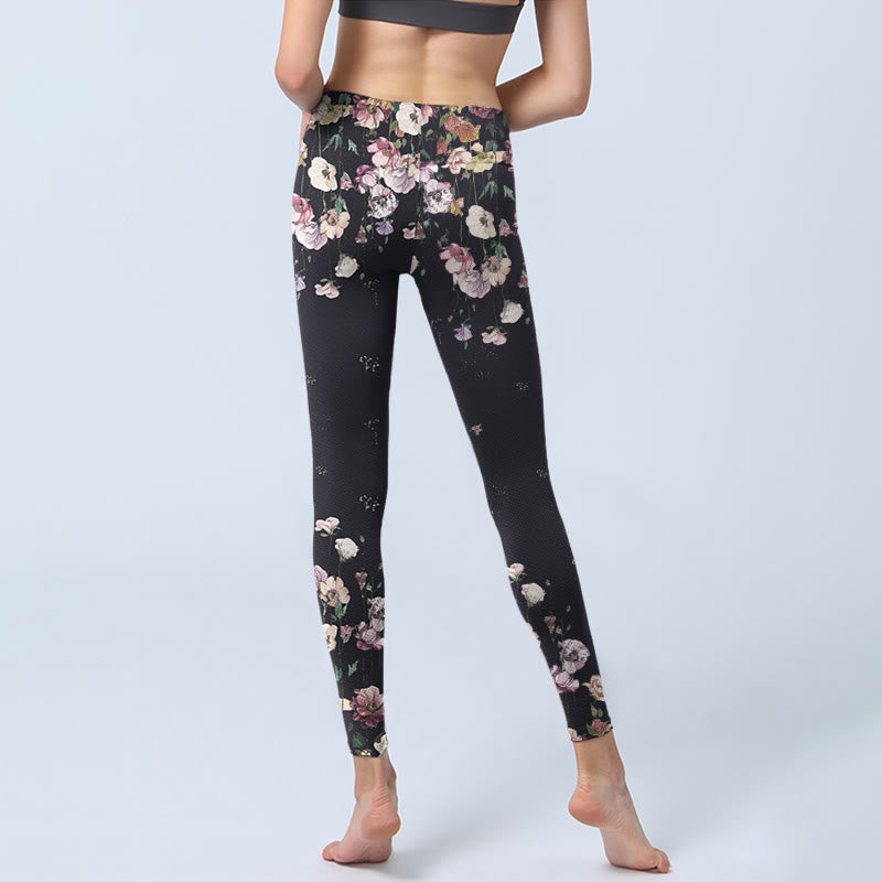 Leggings da palestra con stampa a fiori Buddha Stones, pantaloni da yoga da donna - image 7