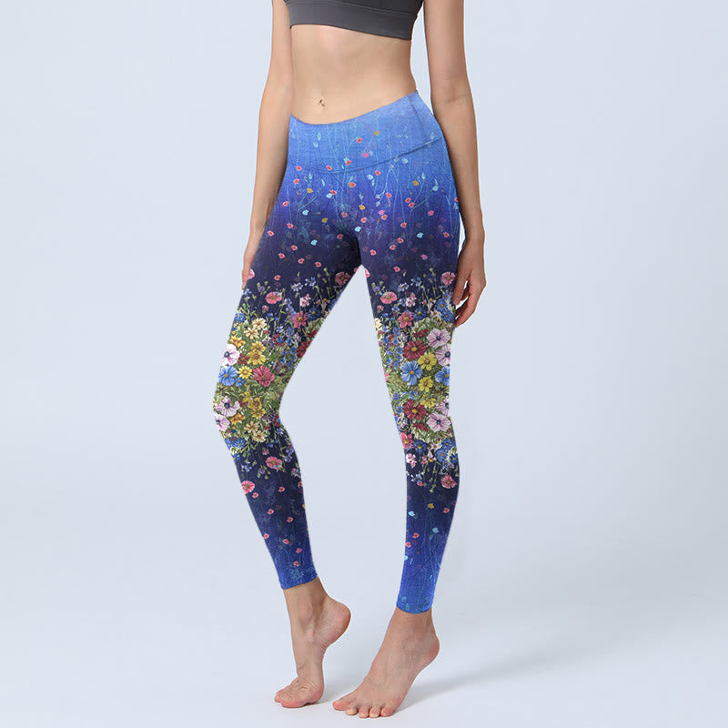 Leggings da palestra con stampa a fiori Buddha Stones , pantaloni da yoga da donna - Blu scuro - US18, UK/AU22, EU50 (4XL) - image 0