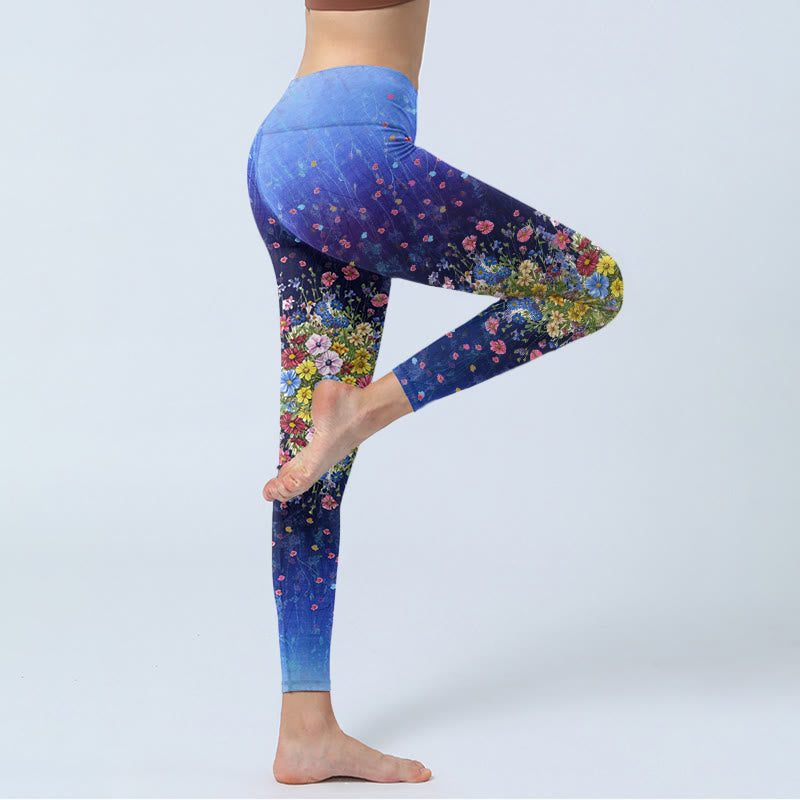 Leggings da palestra con stampa a fiori Buddha Stones , pantaloni da yoga da donna - image 5