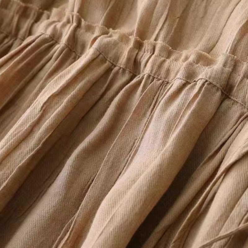 Abito midi casual in acrilico senza maniche con coulisse in vita, fatto a mano, stile Buddha Stones , con tasche - image 4