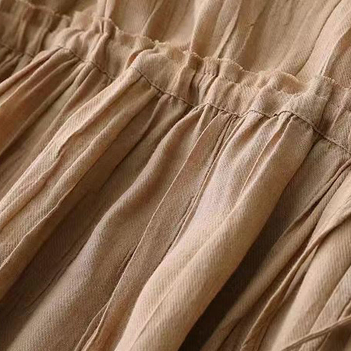 Abito midi casual in acrilico senza maniche con coulisse in vita, fatto a mano, stile Buddha Stones , con tasche - image 4