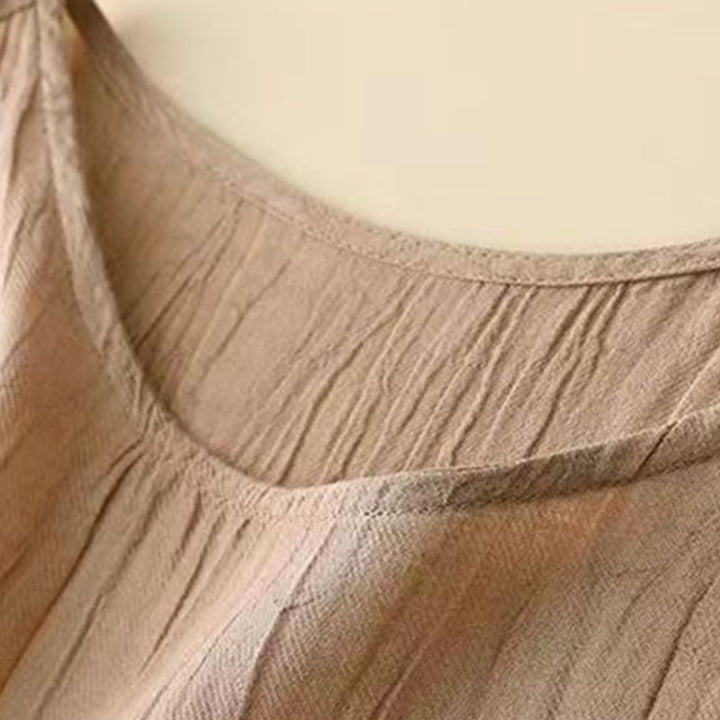 Abito midi casual in acrilico senza maniche con coulisse in vita, fatto a mano, stile Buddha Stones , con tasche - image 2