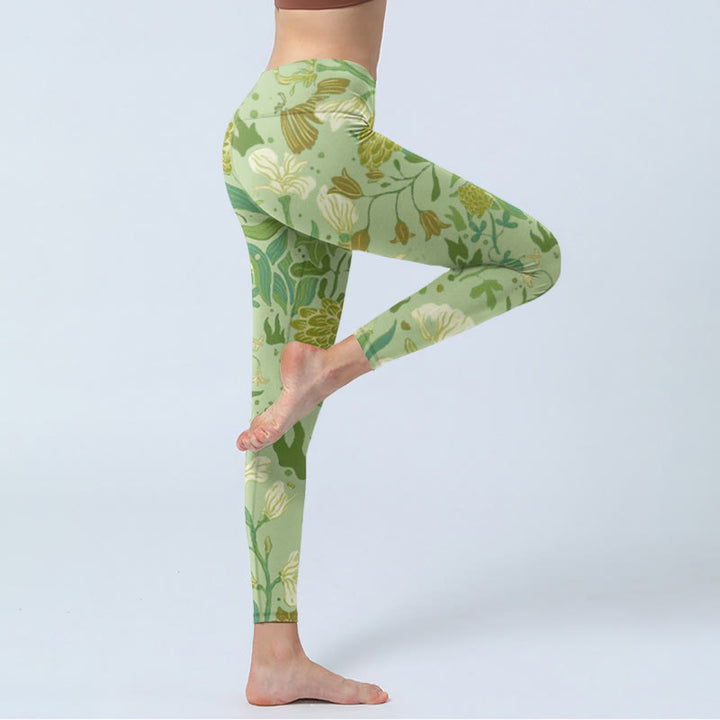 Leggings da palestra con stampa di Buddha Stones, vari fiori e foglie, pantaloni da yoga da donna - image 5