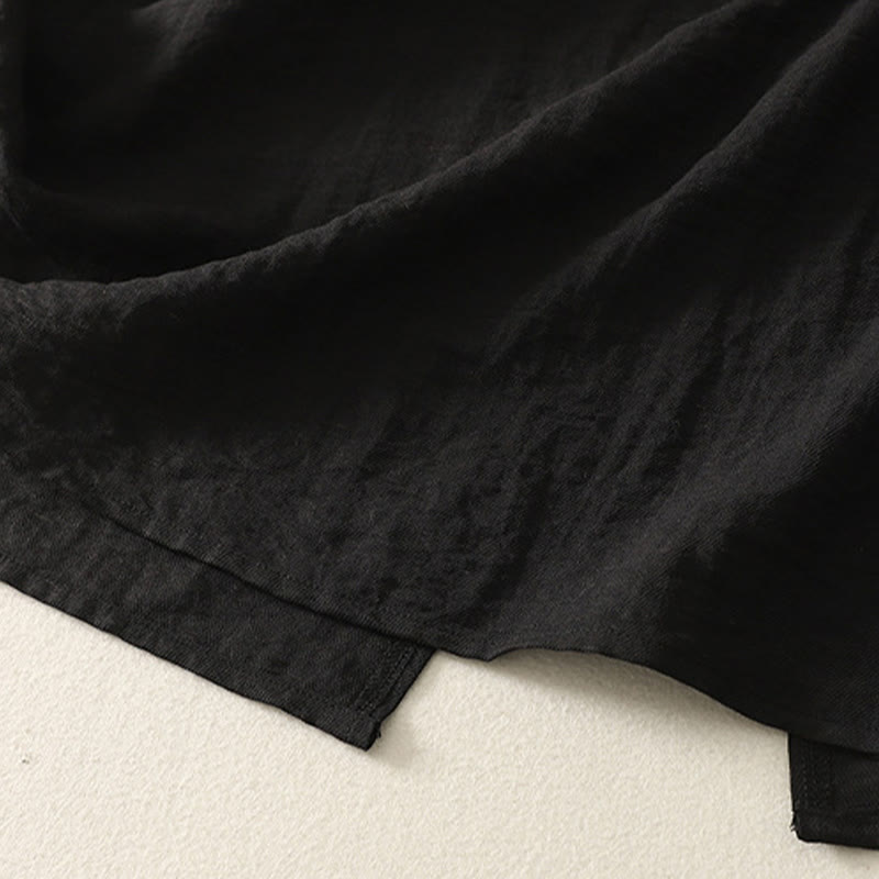 Abito midi in poliestere senza maniche con tasche, cuciture casual colorate e bottoni fatti a mano, Buddha Stones - image 4