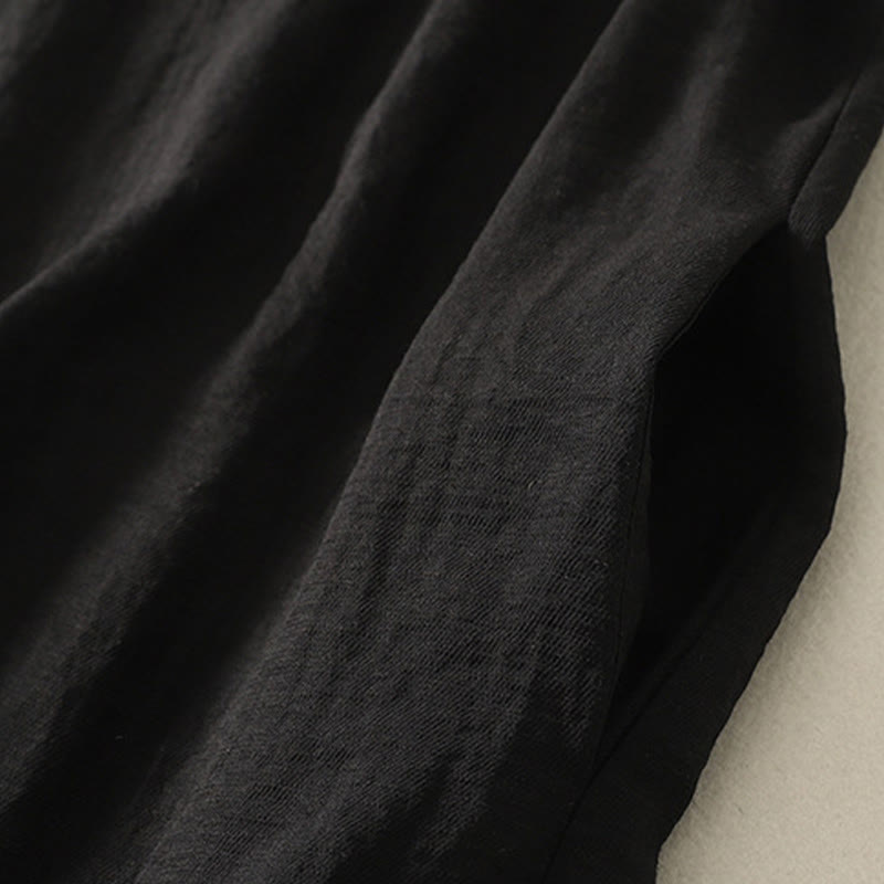 Abito midi in poliestere senza maniche con tasche, cuciture casual colorate e bottoni fatti a mano, Buddha Stones - image 3