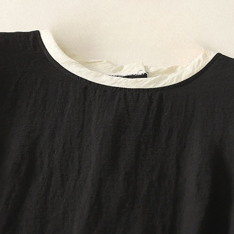 Abito midi in poliestere senza maniche con tasche, cuciture casual colorate e bottoni fatti a mano, Buddha Stones - image 2