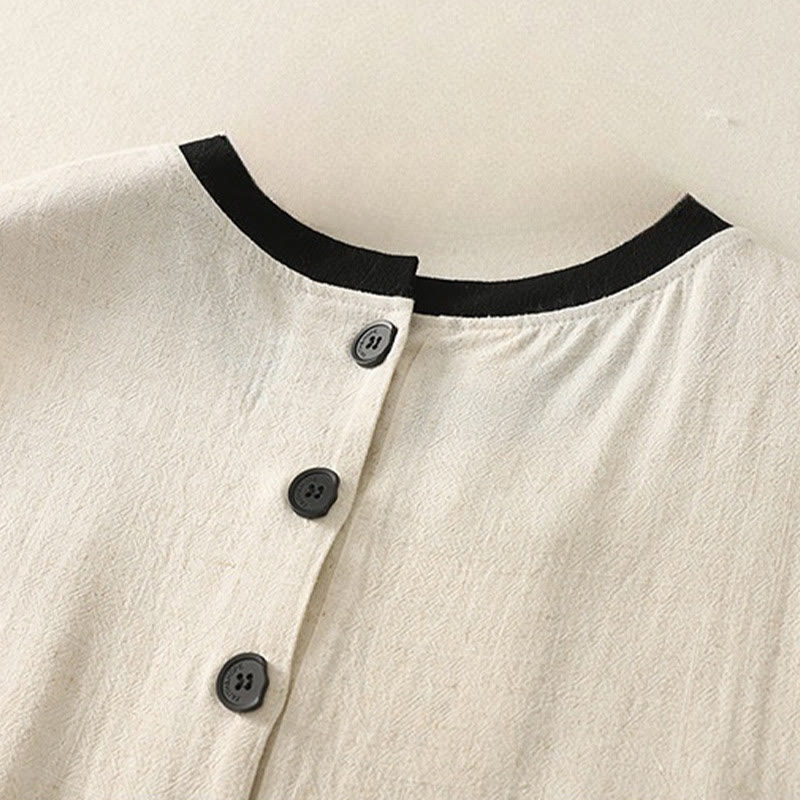 Abito midi in poliestere senza maniche con tasche, cuciture casual colorate e bottoni fatti a mano, Buddha Stones - image 10