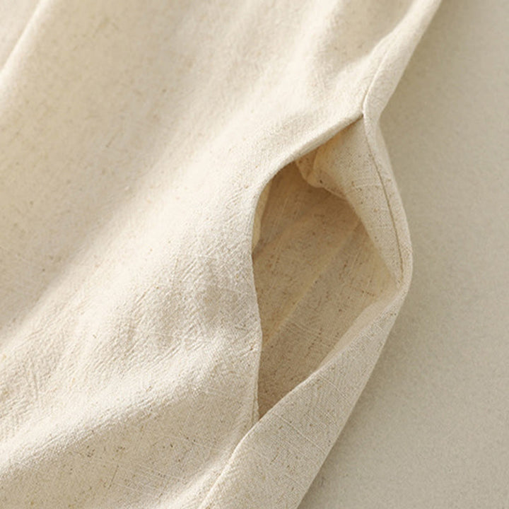 Abito midi in poliestere senza maniche con tasche, cuciture casual colorate e bottoni fatti a mano, Buddha Stones - image 14