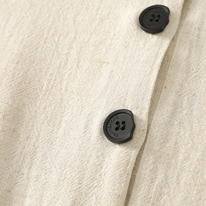 Abito midi in poliestere senza maniche con tasche, cuciture casual colorate e bottoni fatti a mano, Buddha Stones - image 9