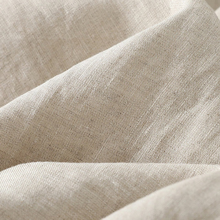 Abito midi in lino e cotone con maniche corte, scollo a V, modello casual estivo Buddha Stones, con tasche, modello semplice - image 7