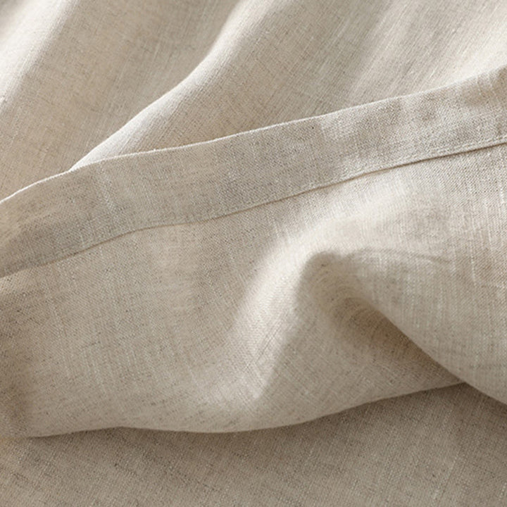 Abito midi in lino e cotone con maniche corte, scollo a V, modello casual estivo Buddha Stones, con tasche, modello semplice - image 8