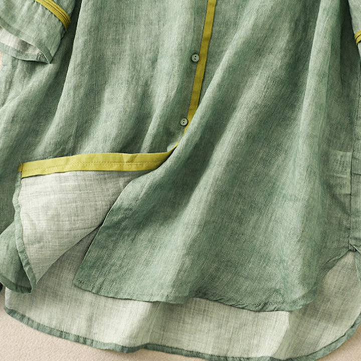 Abito midi in acrilico con maniche a tre quarti, casual, estivo, ricamato, con colletto alto, motivo Buddha Stones - image 4