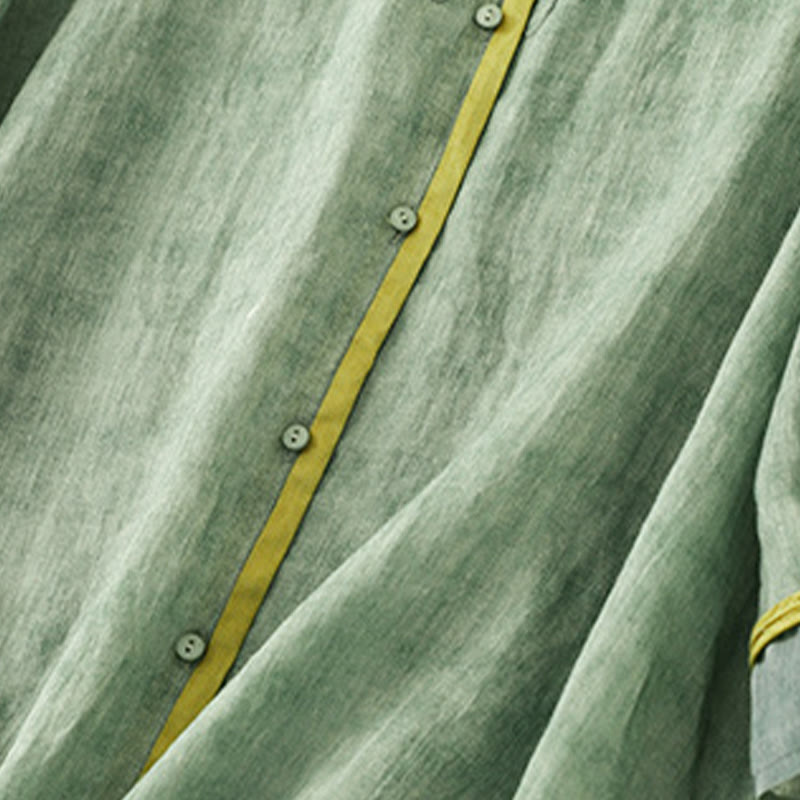 Abito midi in acrilico con maniche a tre quarti, casual, estivo, ricamato, con colletto alto, motivo Buddha Stones - image 2