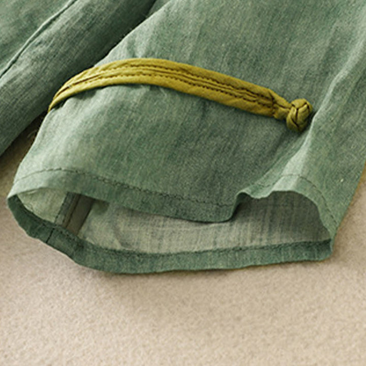 Abito midi in acrilico con maniche a tre quarti, casual, estivo, ricamato, con colletto alto, motivo Buddha Stones - image 3