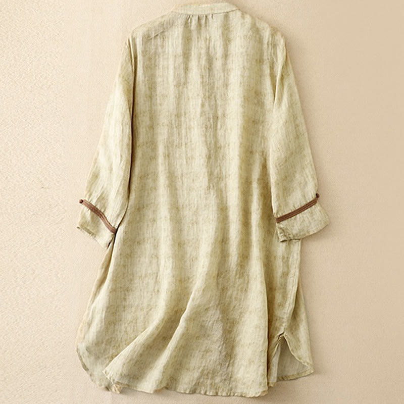 Abito midi in acrilico con maniche a tre quarti, casual, estivo, ricamato, con colletto alto, motivo Buddha Stones - image 8