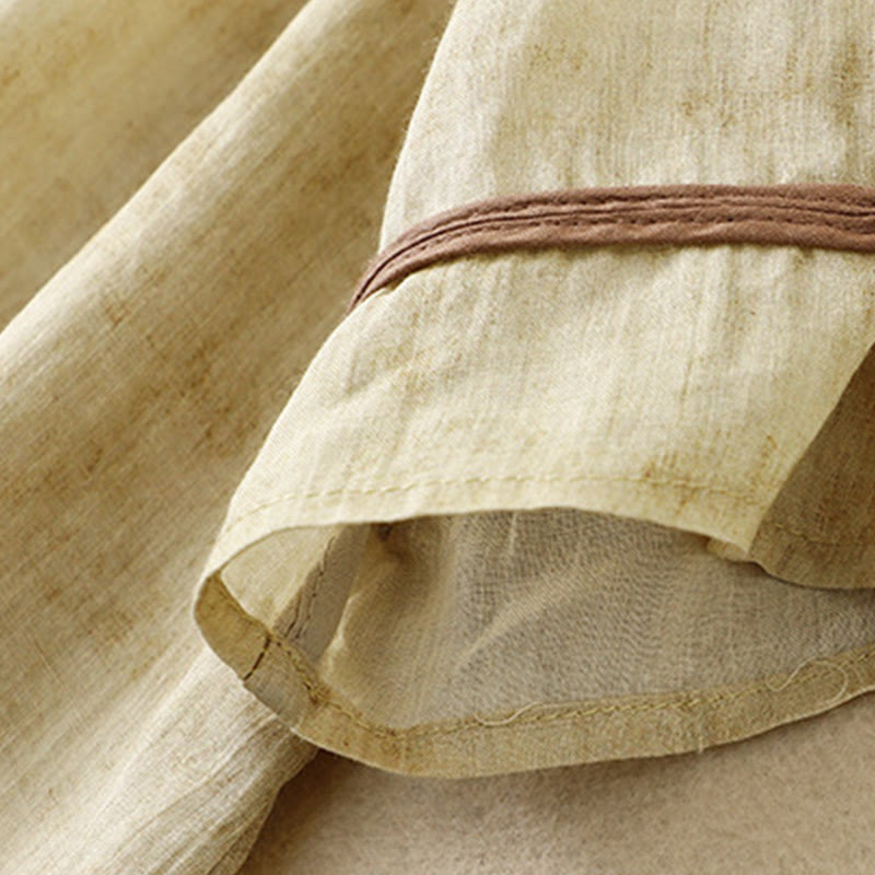 Abito midi estivo casual con colletto alla coreana e maniche a tre quarti, ricamato Buddha Stones. - image 13